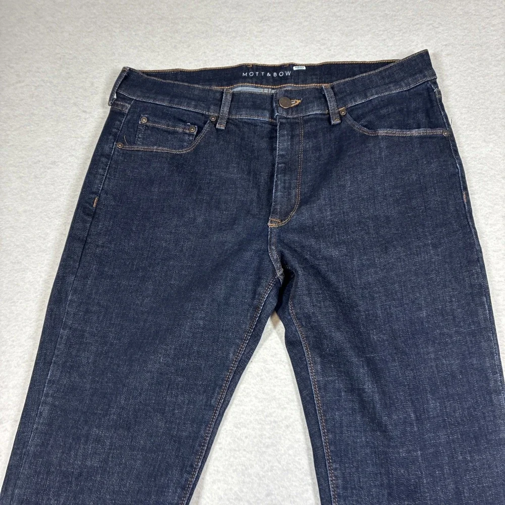 Mott & Bow Slim Wooston Jeans Mens 35x34 Blue Dark Slim Straight Stretch Denim